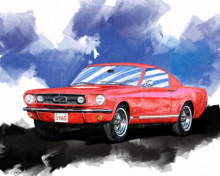 Red Mustang Fastback – Classic Car Art Print