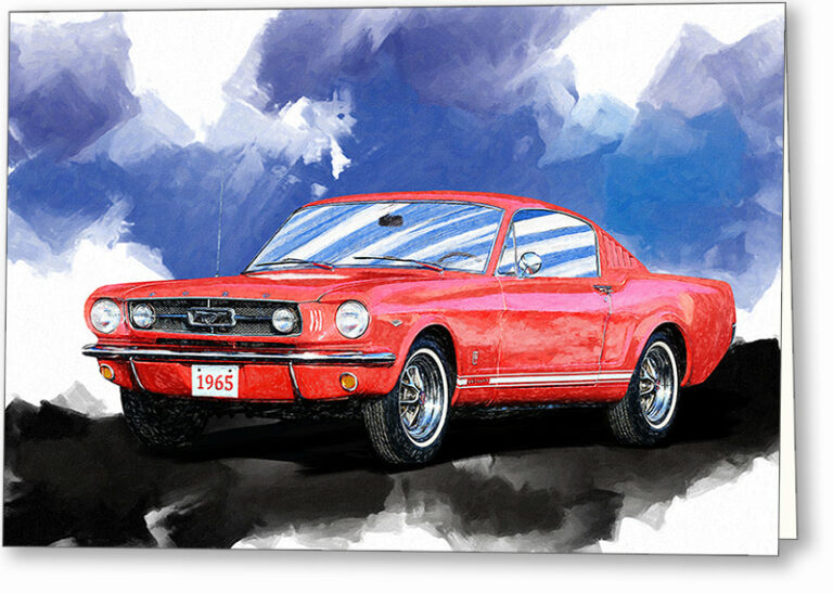 Red Mustang Fastback – Classic Car Greeting Card