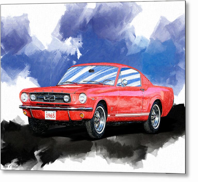 Red Mustang Fastback – Classic Car Metal Print