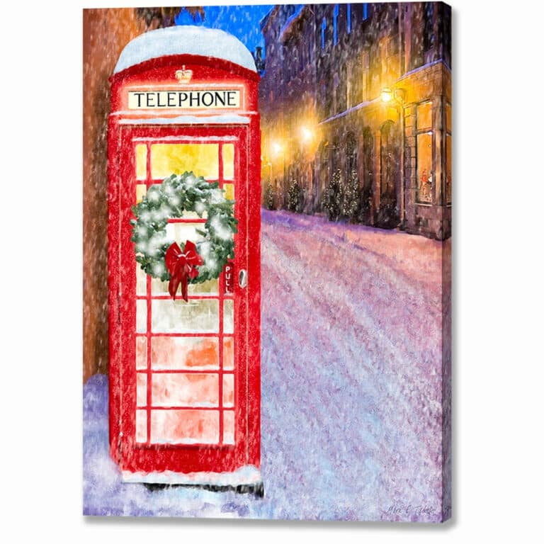 Red Phone Booth – British Christmas Canvas Print