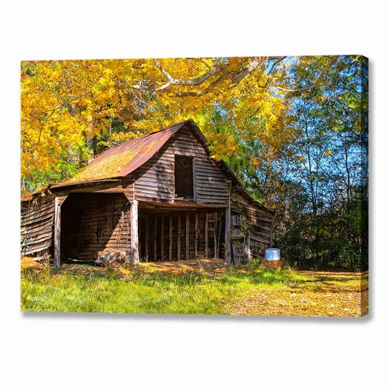 Rustic Barn – Autumn In Georgia Canvas Print