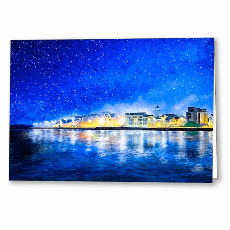 Salthill Promenade At Night – Galway Greeting Card