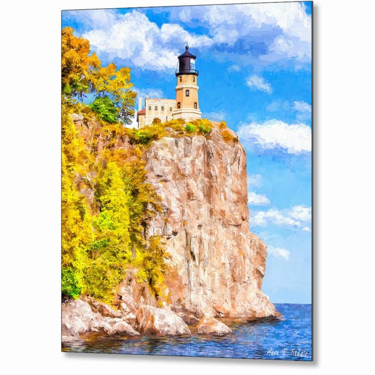 Split Rock Lighthouse – Fall Color Metal Print