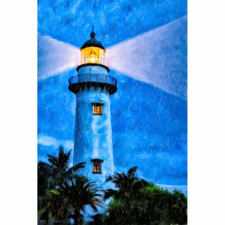 St Simons Island Lighthouse At Night – Georgia Art Print