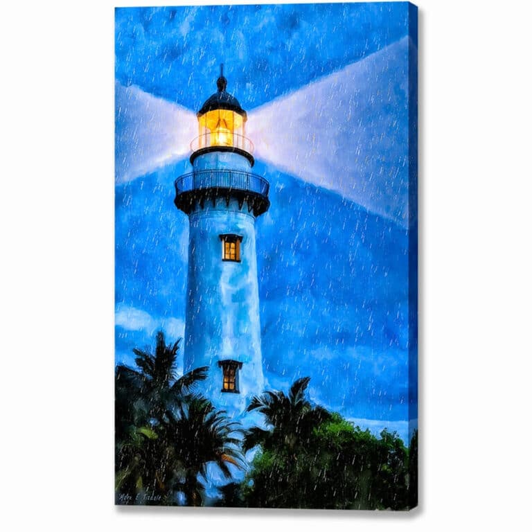 St Simons Island Lighthouse At Night – Georgia Canvas Print