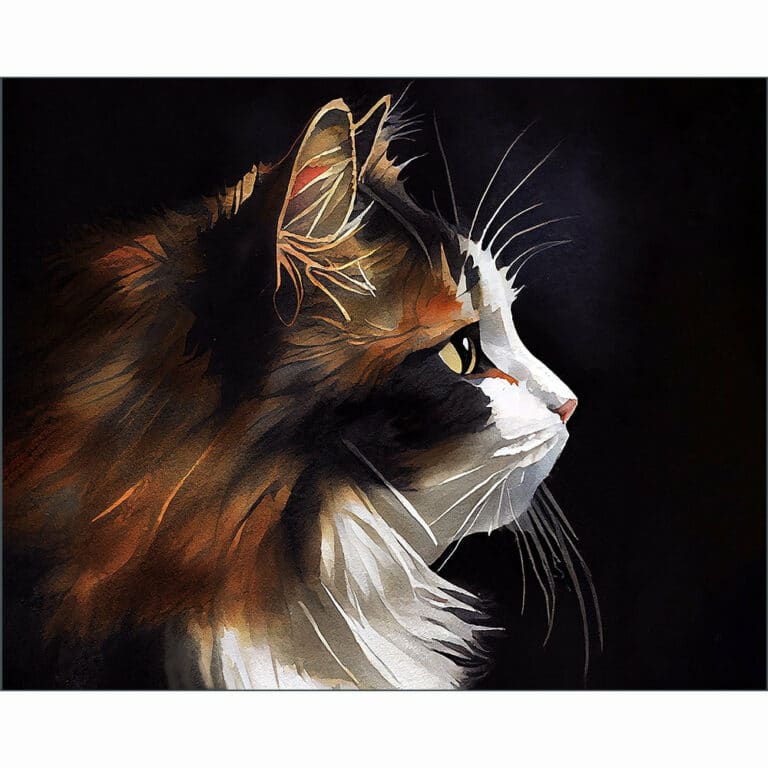 Sweet Kitty Profile – Calico Cat Art Print