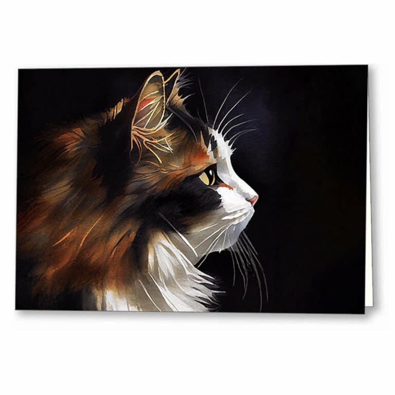 Sweet Kitty Profile – Calico Cat Greeting Card