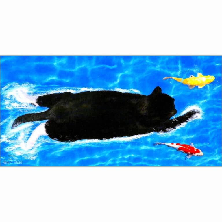 Swimming Cat – Surreal Art Print