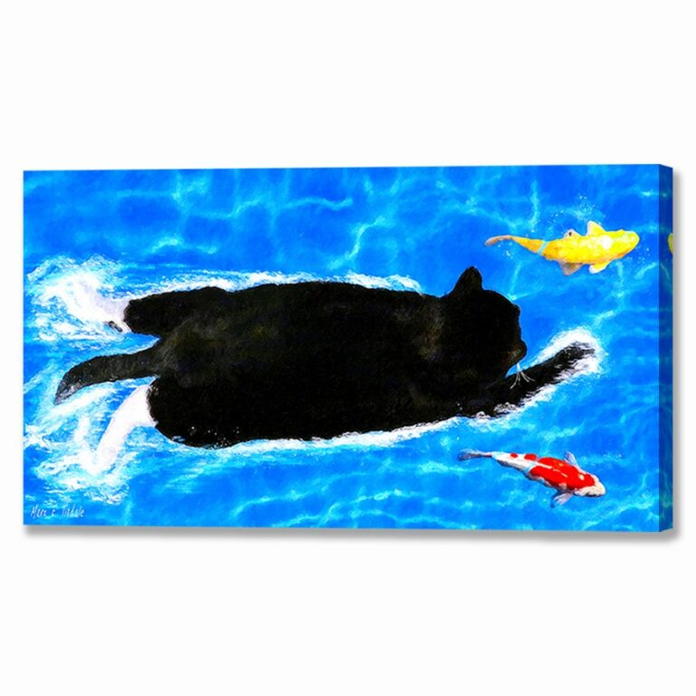 Swimming Cat – Surreal Canvas Print