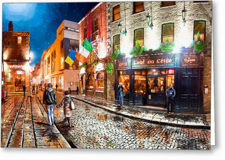 Temple Bar District – Dublin Ireland Greeting Card