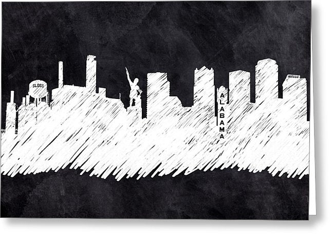 Birmingham Alabama Skyline Art – Chalkboard Silhouette Greeting Card