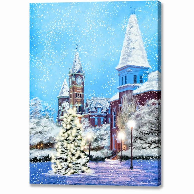 Snowy Auburn Campus – Alabama Christmas Canvas Print