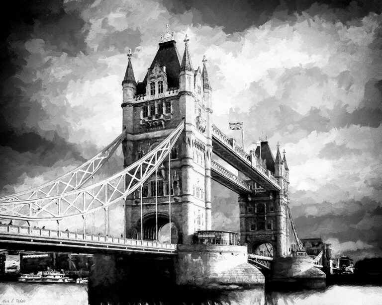 Tower Bridge – London Black And White Art Print
