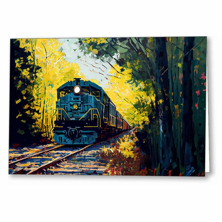 Train Traveling – Fall Foliage Greeting Card