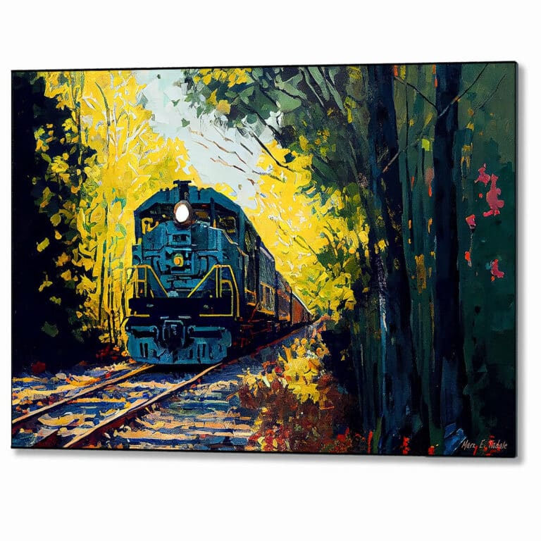 Train Traveling – Fall Foliage Metal Print