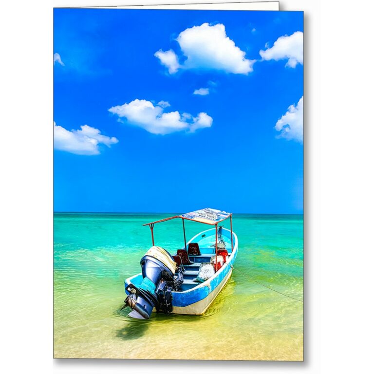 Tropical Boat On The Water – Gulf of Mexico Greeting Card