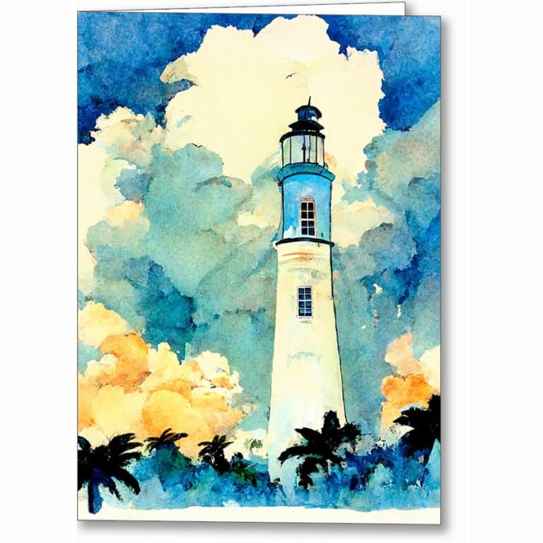 Tropical Vibes – Lighthouse Greeting Card