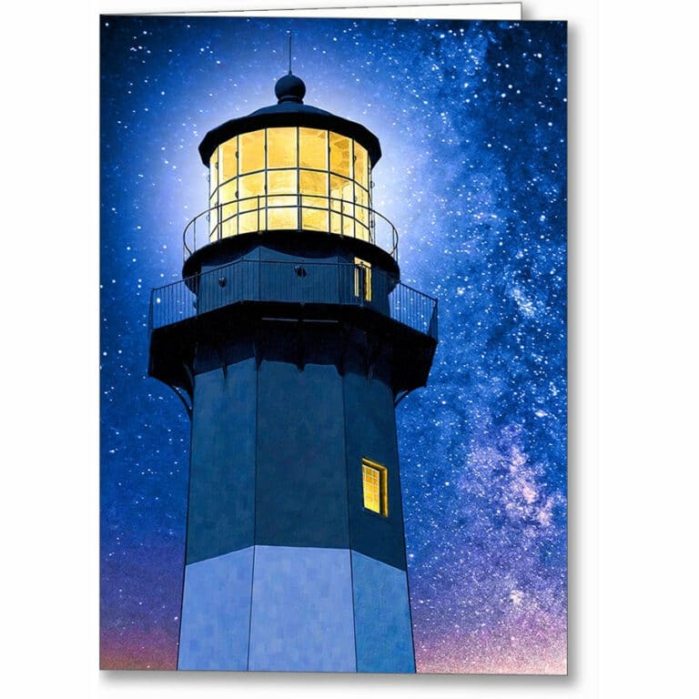 Tybee Island Lighthouse – Starry Night Greeting Card