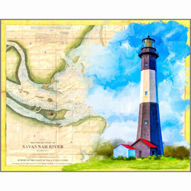 Tybee Island Lighthouse – Vintage Map Art Print