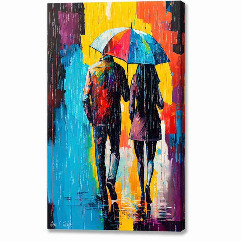 Walking In The Rain – Romantic Abstract Canvas Print