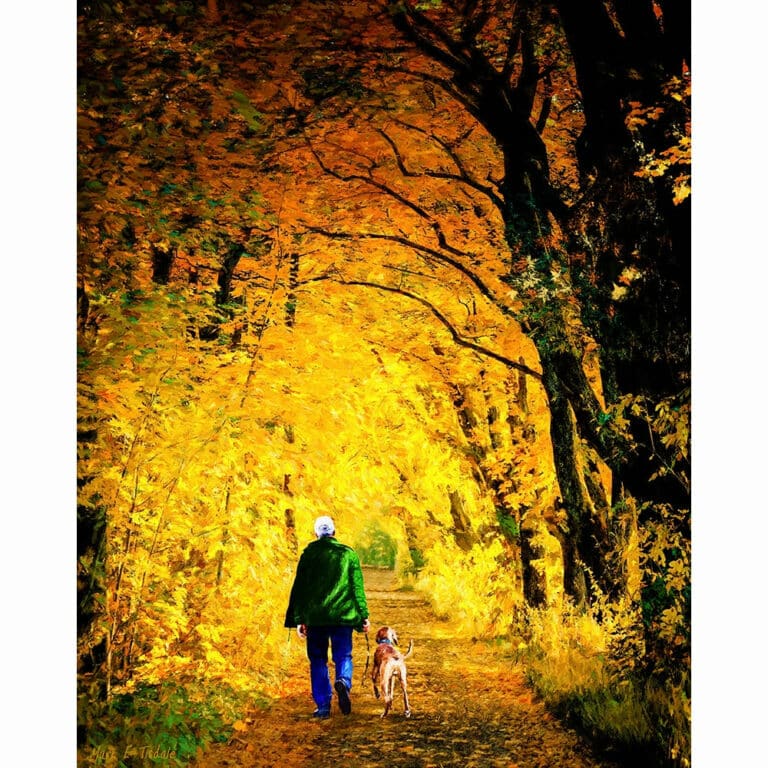 Walking The Dog – Autumn Art Print