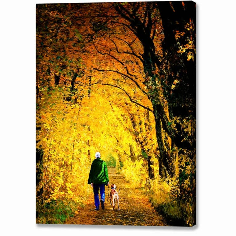 Walking The Dog – Autumn Canvas Print