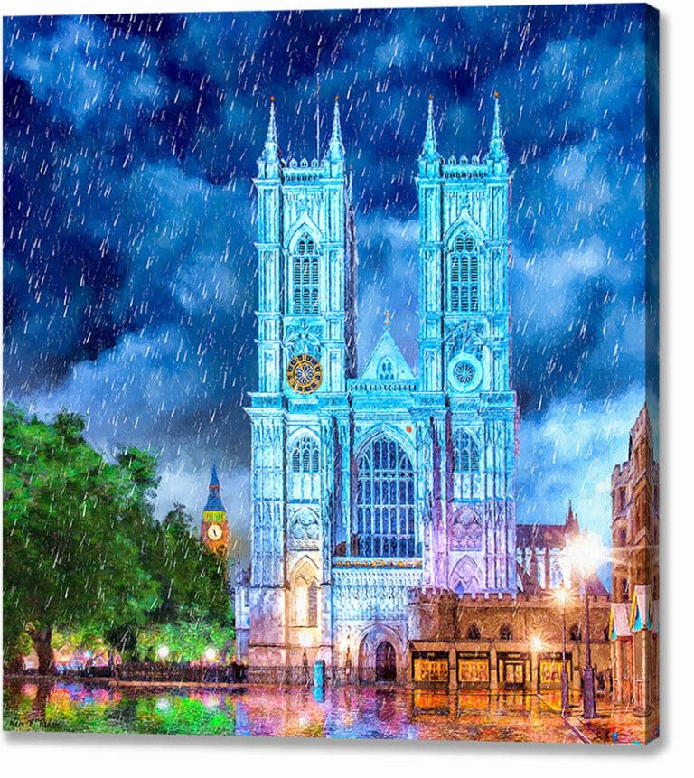 Westminster Abbey In The Rain – London Canvas Print