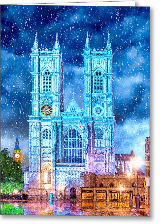 Westminster Abbey In The Rain – London Greeting Card