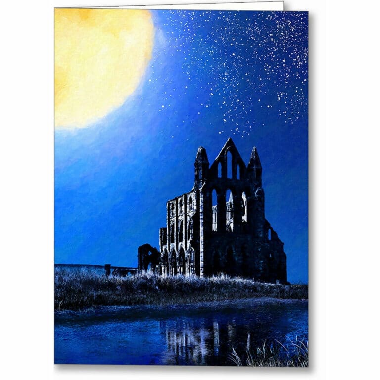 Whitby Abbey Ruins By Night – England Greeting Card