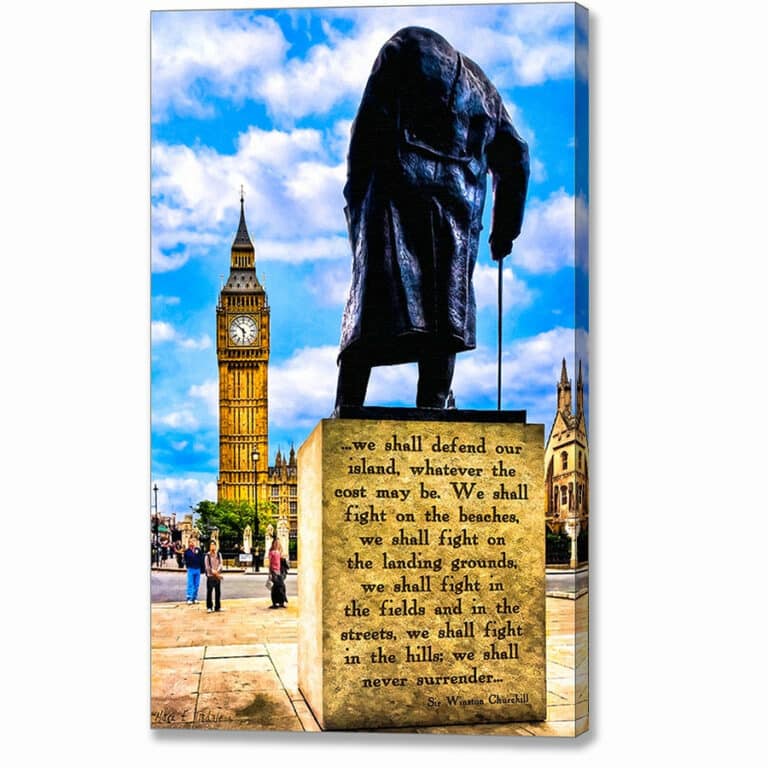 Winston Churchill Quote – Never Surrender Canvas Print