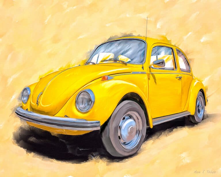 Yellow VW Beetle – Classic Car Art Print
