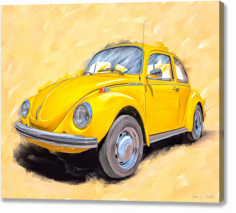 Yellow VW Beetle – Classic Car Canvas Print
