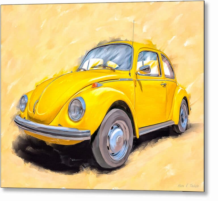Yellow VW Beetle – Classic Car Metal Print