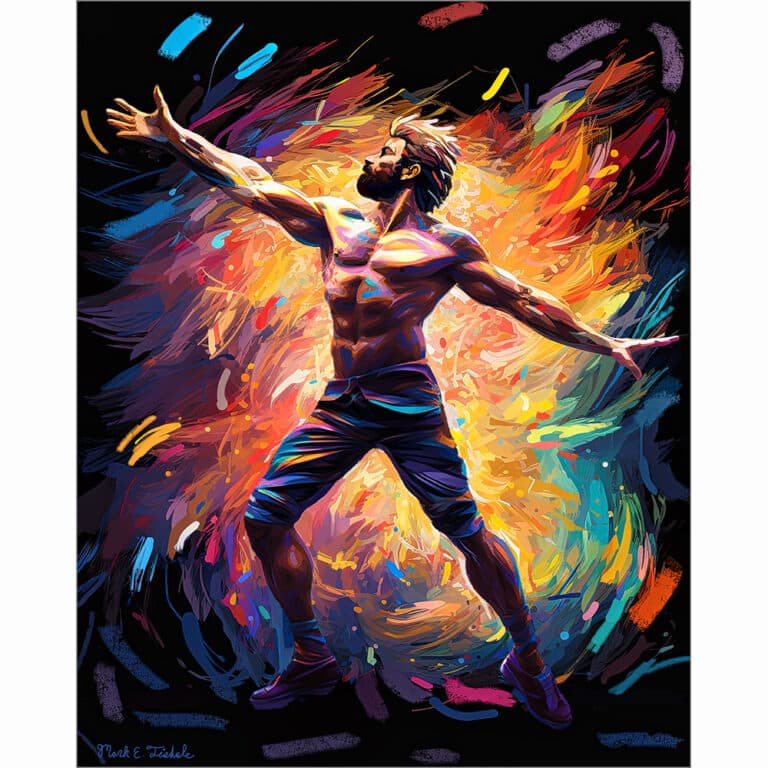 Abstract Colorful Dancer – Male Physique Art Print