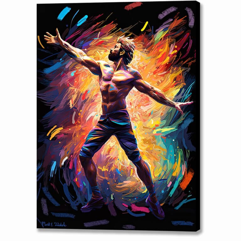 Abstract Colorful Dancer – Male Physique Canvas Print