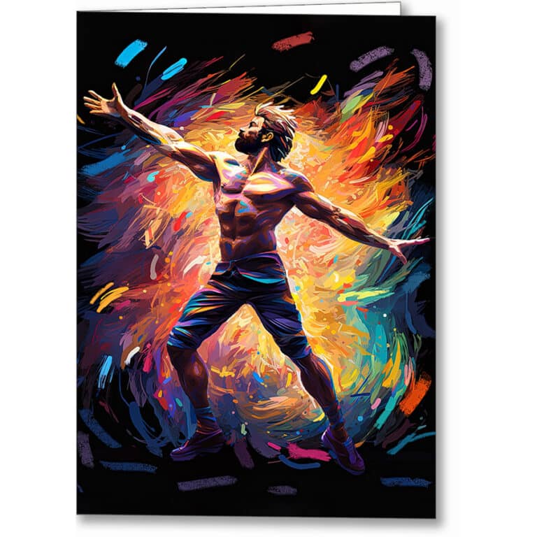 Abstract Colorful Dancer – Male Physique Greeting Card