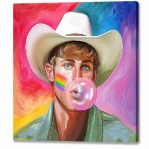 Blond Cowboy - Fun Gay Canvas Print - Colorful Square Format