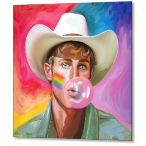 Blond Cowboy - Fun Gay metal Print - Colorful Square Format