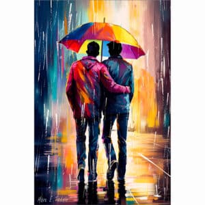 Gay Love In The Rain - a colorful and romantic fine art print