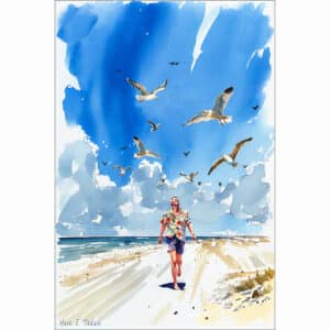 Liberating Moments - Gay themed art print featuring a beach scene