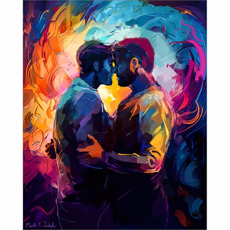 Two Men – Colorful Embrace Gay Art Print