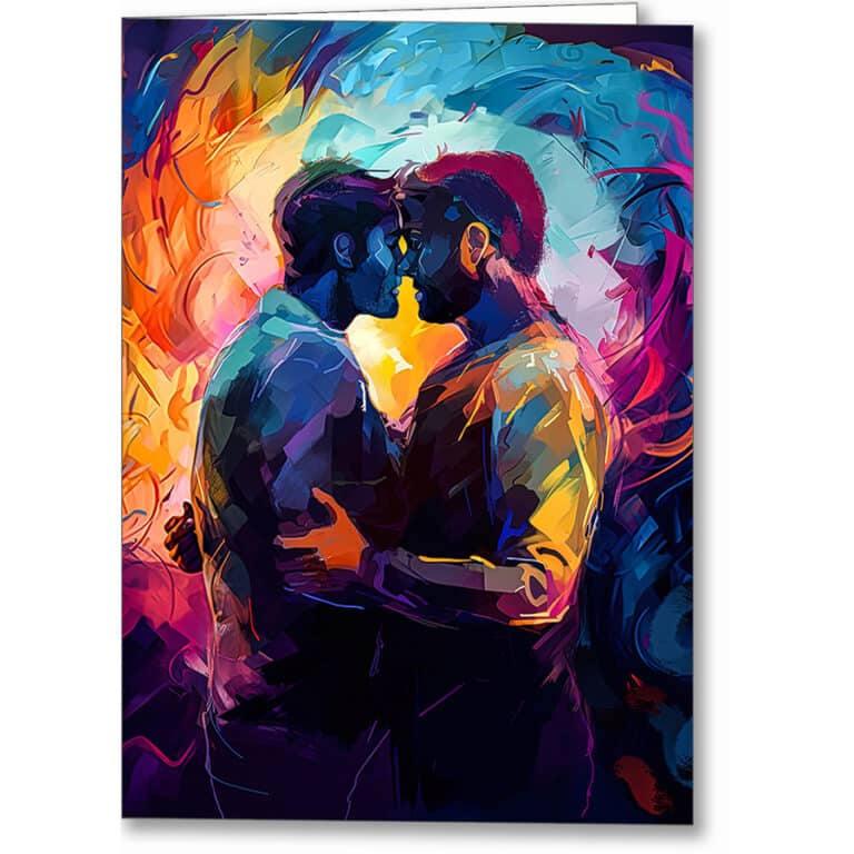 Two Men – Colorful Embrace Gay Greeting Card