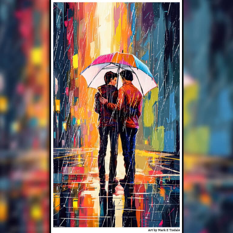 Romantic Gay Couple Art – Mobile Phone Wallpaper