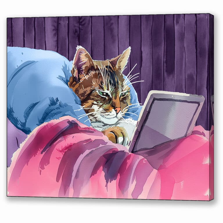 21st Century Digital Cat – Fun Feline Canvas Print