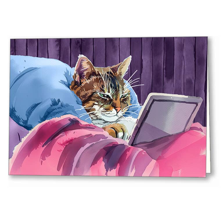 21st Century Digital Cat – Fun Feline Greeting Card