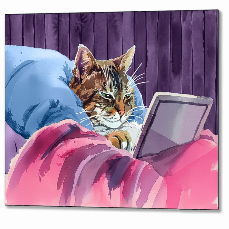 21st Century Digital Cat – Fun Feline Metal Print