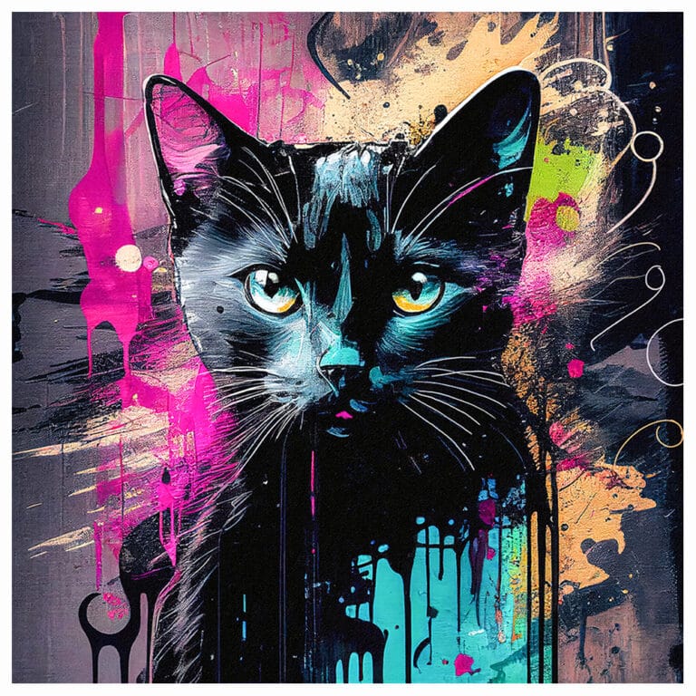 Graffiti Inspired Black Cat Art Print