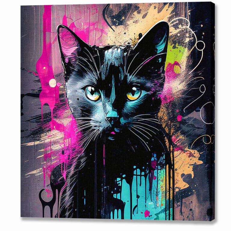 Graffiti Inspired Black Cat Canvas Print