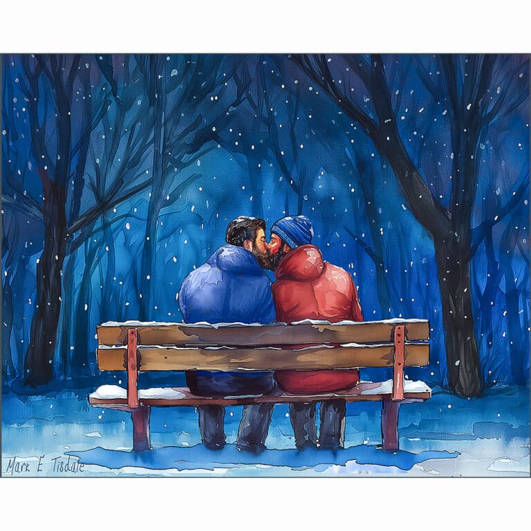 Snow Kissed Love – Romantic Gay Art Print