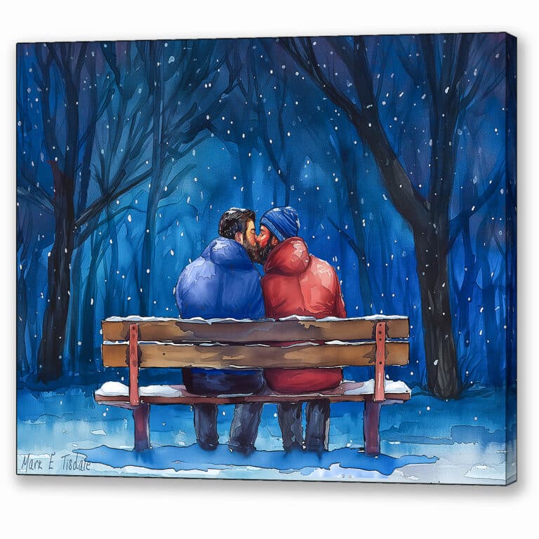 Snow Kissed Love – Romantic Gay Canvas Print